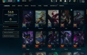 Unranked com 105 Champs e 63 Skins + 5200 RP