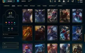 Unranked com 105 Champs e 63 Skins + 5200 RP