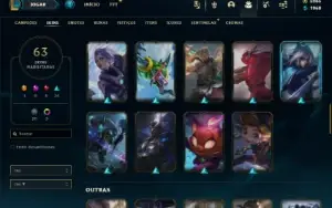 Unranked com 105 Champs e 63 Skins + 5200 RP