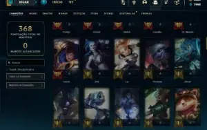 Unranked com 105 Champs e 63 Skins + 5200 RP