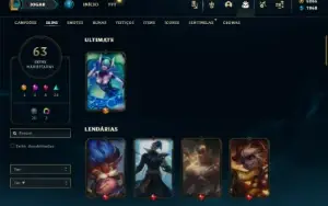 Unranked com 105 Champs e 63 Skins + 5200 RP