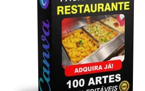 Pack Canva Restaurante Vol 3 - 100 Artes Editáveis