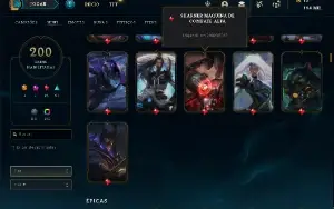 Conta LoL nivel 1118 200 skins incluindo lux elementalista