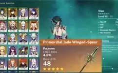 Conta Genshin Impact AR 57 Xiao + Jade + 11 5*