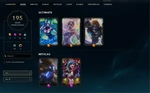 Conta Todos os Campeões - 195 skins
