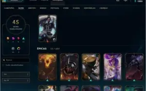 CONTA LEAGUE OF LEGENDS LVL 109, 100 CAMPEÕES, 45 SKINS...