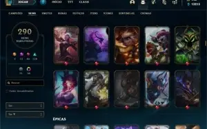 Conta ouro 3 com 150 Champs e 290 Skins + 10 Prestigios