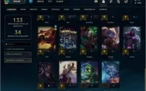 Conta ouro 2 com 21 skins e 34 champs