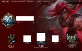 Conta Platina V, 82 champions e 31 Skins - League of Legends