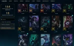 Platina 2 com 60 Champs e 18 Skins + 2 Fragmentos