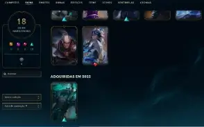 Platina 2 com 60 Champs e 18 Skins + 2 Fragmentos