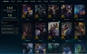 Platina 2 com 60 Champs e 18 Skins + 2 Fragmentos
