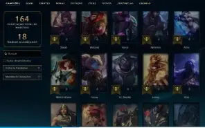 Platina 2 com 60 Champs e 18 Skins + 2 Fragmentos