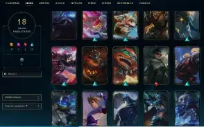 Platina 2 com 60 Champs e 18 Skins + 2 Fragmentos