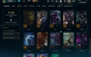 Platina 2 com 35 Champs e 5 Skins
