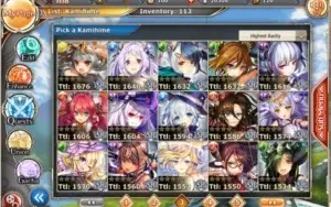 [Nutaku] Kamihime: Rank 1, 24 SSR Kamis, Kirin, 27700 NG...