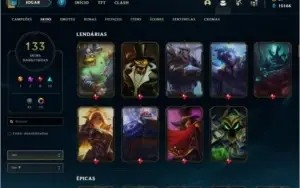 Conta Diamante 4, lvl 375, 133 skins e 27 cromas,