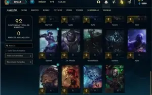 Conta Unranked com 34 Champs e 6 Skins + 2 Fragmentos