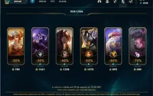 Conta Unranked com 34 Champs e 6 Skins + 2 Fragmentos