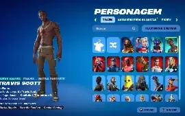 Conta Fortnite com Travis, Midas, ragnarok e Marvel