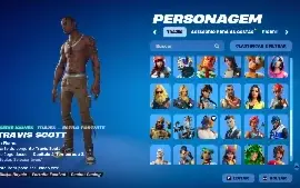Conta Fortnite com Travis, Midas, ragnarok e Marvel