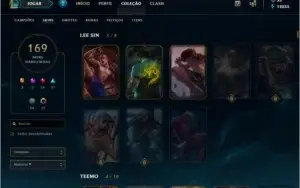 Conta de lol 169 skins e 130 champs ouro 1