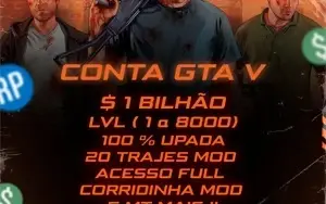 GTA V PC - 1 BILHÕES- LVL 8000- 100% LIBERADO- 20 TRAJES MOD