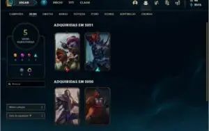 Conta platina 2 BARATA com 5 skins e 44 champs