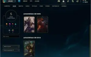 Conta platina 2 BARATA com 5 skins e 44 champs