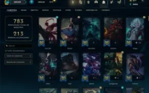 Conta LoL 576 Skins Esmeralda Solo e Platina Flex