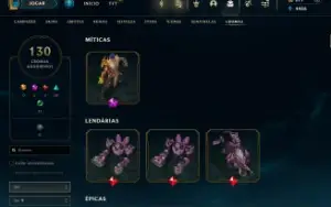 Conta LoL 576 Skins Esmeralda Solo e Platina Flex