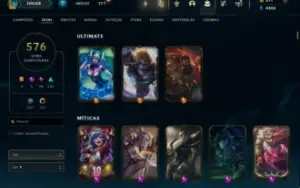 Conta LoL 576 Skins Esmeralda Solo e Platina Flex
