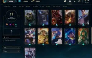 Conta ouro 4 com 23  skins e 64 champs ( 500k de Jarvan )