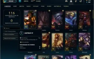 Conta ouro 4 com 23  skins e 64 champs ( 500k de Jarvan )