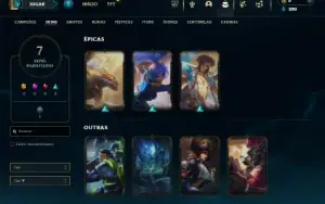 Ouro 4 com 36 Champs e 7 Skins +11 Fragmentos