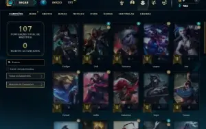 Platina 1 com 40 Champs e 7 Skins + 1 Fragmento