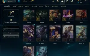 Platina 1 com 40 Champs e 7 Skins + 1 Fragmento