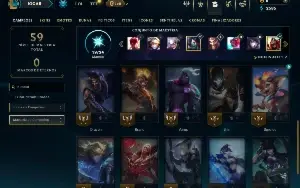 Bronze 3 com 21 Champs e 12 Skins +1 Prestigio da Katarina
