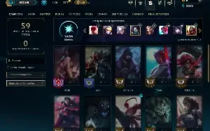 Bronze 3 com 21 Champs e 12 Skins +1 Prestigio da Katarina
