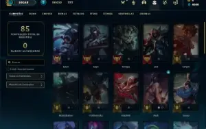 Conta ouro 3 com 40 Champs e 7 Skins + 2 Fragmentos