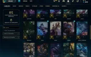 Conta ouro 3 com 40 Champs e 7 Skins + 2 Fragmentos