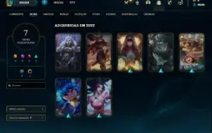 Conta ouro 3 com 40 Champs e 7 Skins + 2 Fragmentos