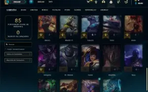 Conta ouro 3 com 40 Champs e 7 Skins + 2 Fragmentos