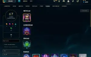 Conta ouro 3 com 40 Champs e 7 Skins + 2 Fragmentos