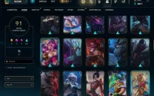 Unranked com 140 Champs e 91 Skins