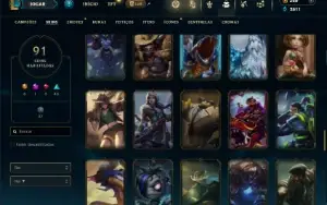 Unranked com 140 Champs e 91 Skins