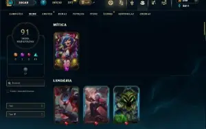 Unranked com 140 Champs e 91 Skins