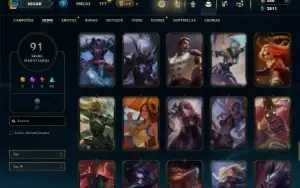 Unranked com 140 Champs e 91 Skins