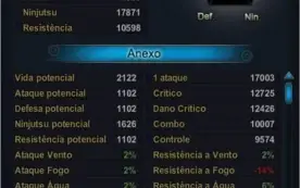 Conta Naruto Online s406 150k de fc 17k de 1º atk