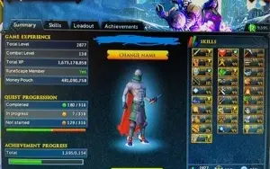 Conta RS3 MAX top com set full e quase 500M bag